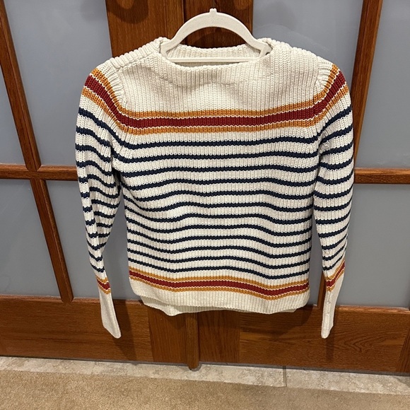 Faherty Sweaters - Faherty Cream and Navy Striped Sweater​​